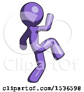 Poster, Art Print Of Purple Design Mascot Man Kick Pose Start