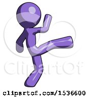 Purple Design Mascot Man Kick Pose
