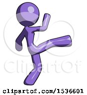 Purple Design Mascot Woman Kick Pose