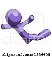 Poster, Art Print Of Purple Design Mascot Man Skydiving Or Falling To Death