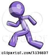 Purple Design Mascot Man Running Fast Left