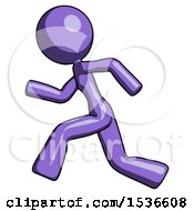 Poster, Art Print Of Purple Design Mascot Woman Running Fast Left