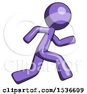Poster, Art Print Of Purple Design Mascot Man Running Fast Right