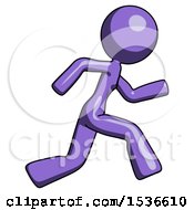 Poster, Art Print Of Purple Design Mascot Woman Running Fast Right