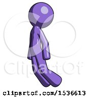 Poster, Art Print Of Purple Design Mascot Man Floating Through Air Left