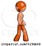 Poster, Art Print Of Orange Design Mascot Woman Turned Right Front View