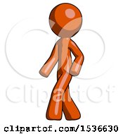 Poster, Art Print Of Orange Design Mascot Man Man Walking Turned Left Front View