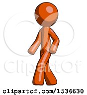 Orange Design Mascot Man Man Walking Turned Left Front View
