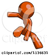 Orange Design Mascot Woman Action Hero Jump Pose