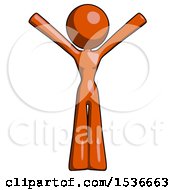 Poster, Art Print Of Orange Design Mascot Woman With Arms Out Joyfully