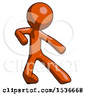 Poster, Art Print Of Orange Design Mascot Man Karate Defense Pose Right