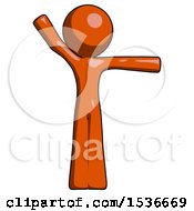 Poster, Art Print Of Orange Design Mascot Man Directing Traffic Right