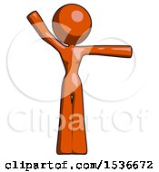 Poster, Art Print Of Orange Design Mascot Woman Directing Traffic Right