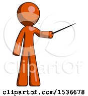 Poster, Art Print Of Orange Design Mascot Man Teacher Or Conductor With Stick Or Baton Directing