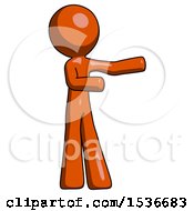 Poster, Art Print Of Orange Design Mascot Man Presenting Something To His Left