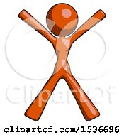 Poster, Art Print Of Orange Design Mascot Woman Jumping Or Flailing
