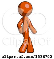 Poster, Art Print Of Orange Design Mascot Man Walking Away Direction Right View