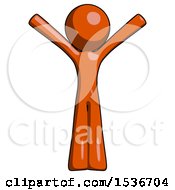 Poster, Art Print Of Orange Design Mascot Man With Arms Out Joyfully