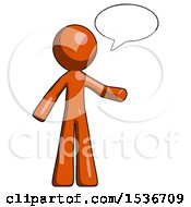 Poster, Art Print Of Orange Design Mascot Man With Word Bubble Talking Chat Icon