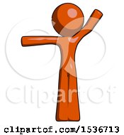 Orange Design Mascot Man Directing Traffic Left