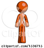 Poster, Art Print Of Orange Design Mascot Woman Walking Front View