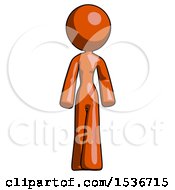 Orange Design Mascot Woman Walking Front View