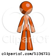 Orange Design Mascot Woman Standing Facing Forward