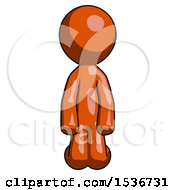 Orange Design Mascot Man Kneeling Front Pose