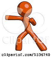 Orange Design Mascot Man Martial Arts Punch Left