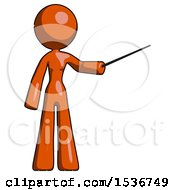 Poster, Art Print Of Orange Design Mascot Woman Teacher Or Conductor With Stick Or Baton Directing