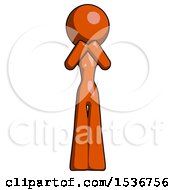 Orange Design Mascot Woman Laugh Giggle Or Gasp Pose