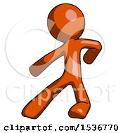 Poster, Art Print Of Orange Design Mascot Man Karate Defense Pose Left