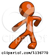 Orange Design Mascot Man Karate Defense Pose Left