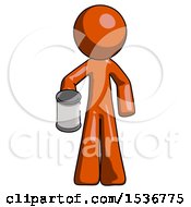 Poster, Art Print Of Orange Design Mascot Man Begger Holding Can Begging Or Asking For Charity