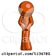Orange Design Mascot Bending Over Hurt Or Nautious