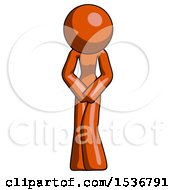 Orange Design Mascot Female Bending Over Sick Or In Pain