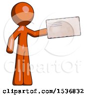 Poster, Art Print Of Orange Design Mascot Man Holding Large Envelope