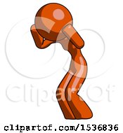 Poster, Art Print Of Orange Design Mascot Woman With Headache Or Covering Ears Facing Turned To Her Left