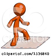 Poster, Art Print Of Orange Design Mascot Man On Postage Envelope Surfing