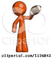 Poster, Art Print Of Orange Design Mascot Man Holding Football Up