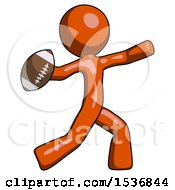 Orange Design Mascot Man Throwing Football