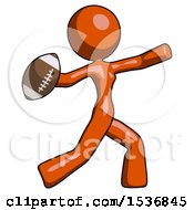 Poster, Art Print Of Orange Design Mascot Woman Throwing Football