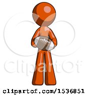 Orange Design Mascot Man Giving Football To You