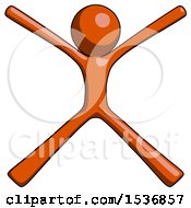 Poster, Art Print Of Orange Design Mascot Man With Arms And Legs Stretched Out