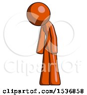 Poster, Art Print Of Orange Design Mascot Woman Depressed With Head Down Turned Left