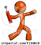 Poster, Art Print Of Orange Design Mascot Man Throwing Dynamite