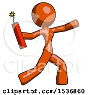 Orange Design Mascot Woman Throwing Dynamite