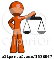 Poster, Art Print Of Orange Design Mascot Man Holding Scales Of Justice