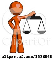 Poster, Art Print Of Orange Design Mascot Woman Holding Scales Of Justice