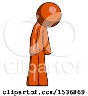 Poster, Art Print Of Orange Design Mascot Man Depressed With Head Down Turned Right